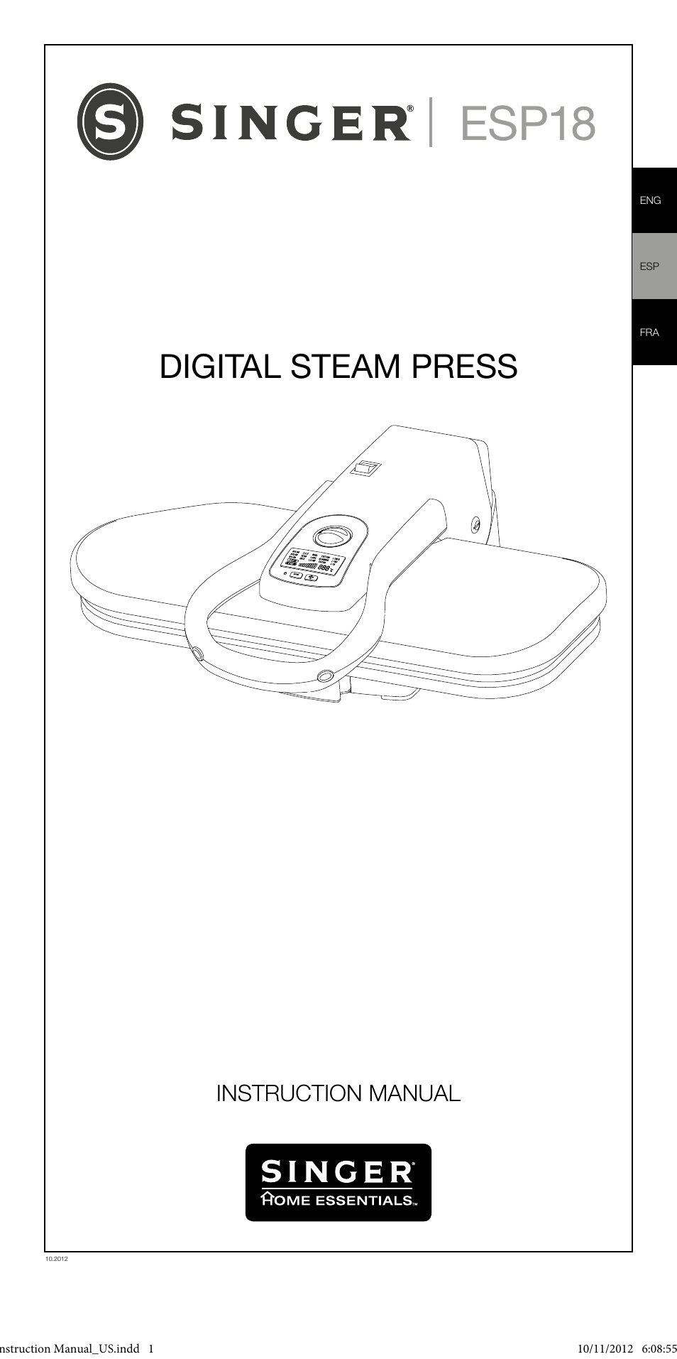 SINGER ESP18 ELECTRONIC STEAM PRESS User Manual | 10 pages