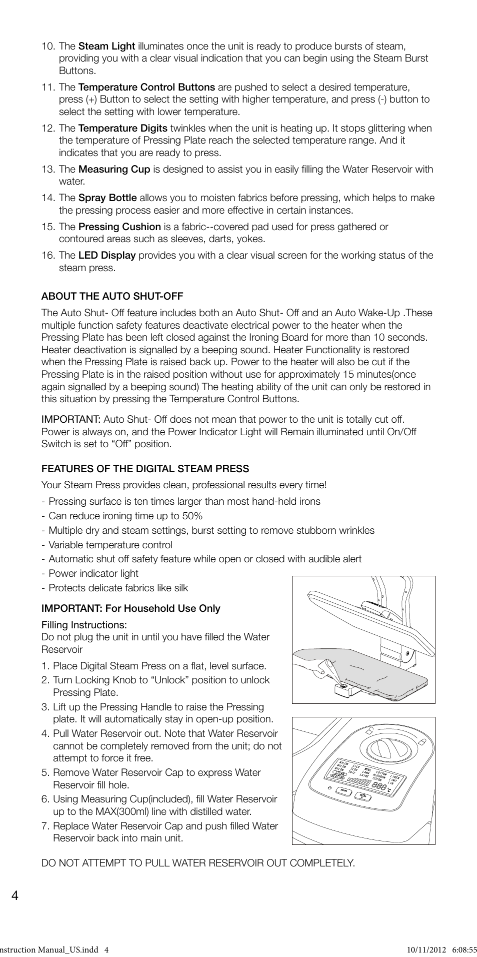 SINGER ESP18 ELECTRONIC STEAM PRESS User Manual | Page 6 / 10