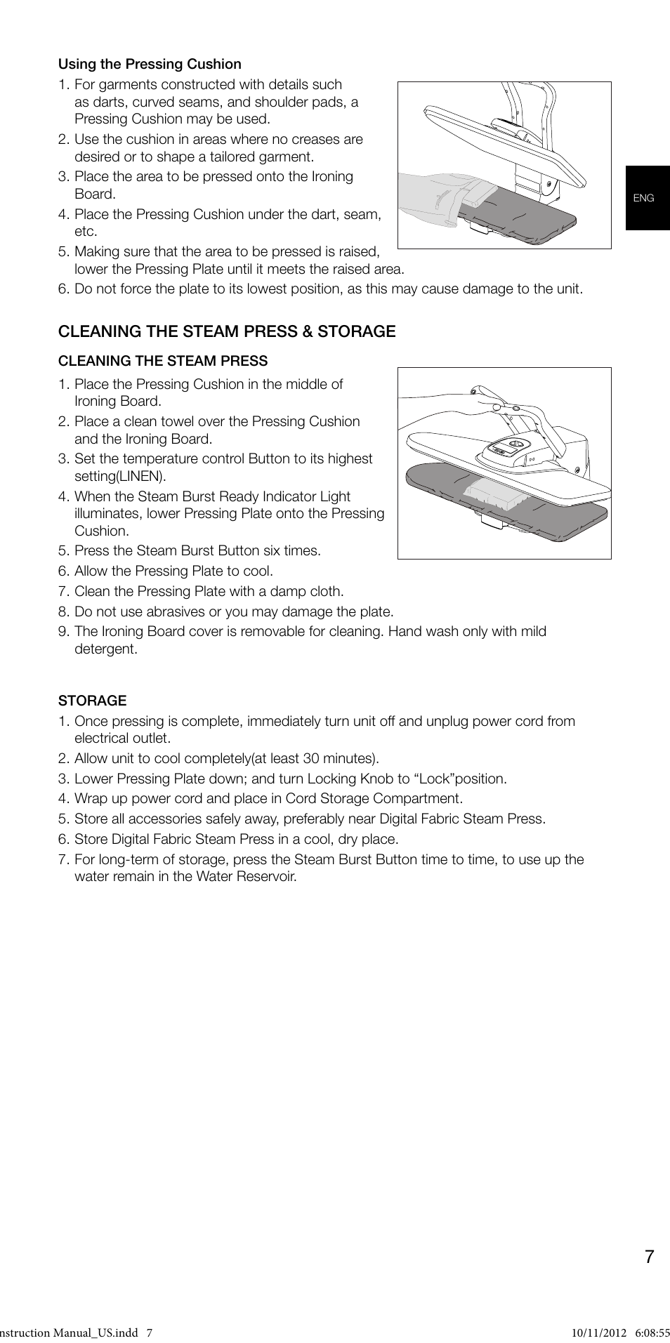 SINGER ESP18 ELECTRONIC STEAM PRESS User Manual | Page 9 / 10