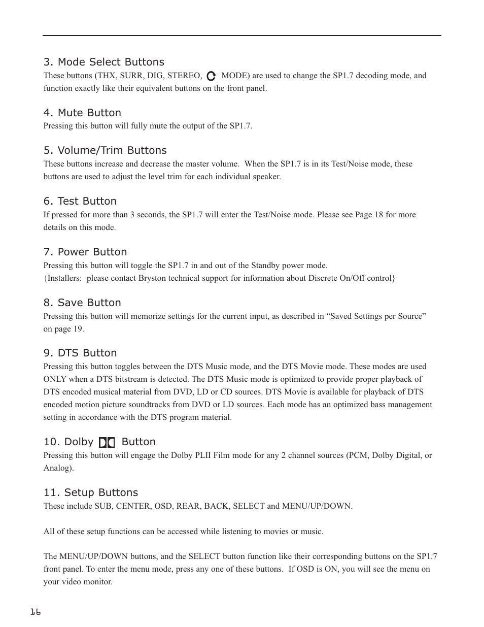 Bryston SP1.7 User Manual | Page 18 / 40