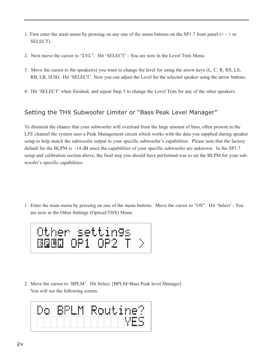 Setting the bplm with pink noise | Bryston SP1.7 User Manual | Page 26 / 40