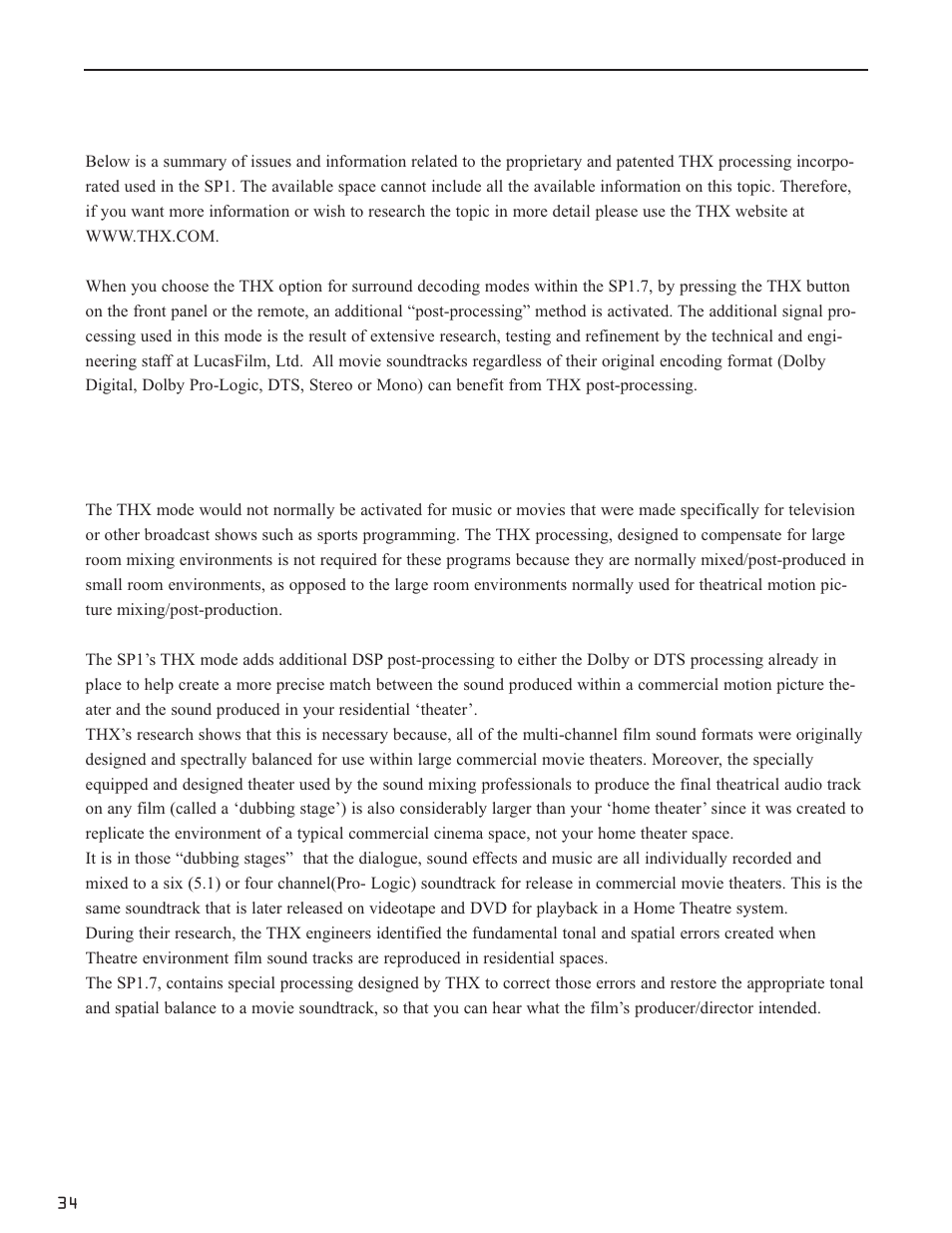 Appendix b - thx information | Bryston SP1.7 User Manual | Page 36 / 40