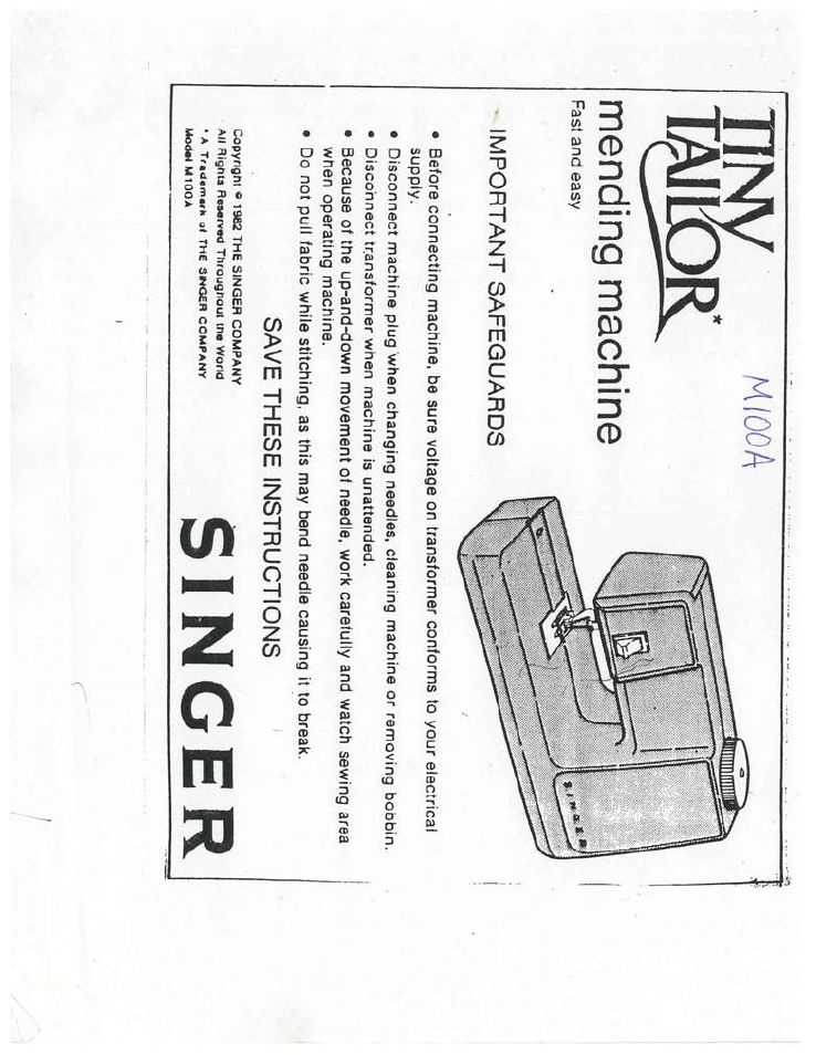 SINGER P-1250 Professional User Manual | 8 pages