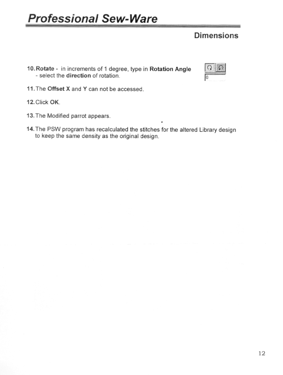 Dimensions, Professional sew-ware | SINGER PSW 1.10-WORKBOOK User Manual | Page 14 / 80