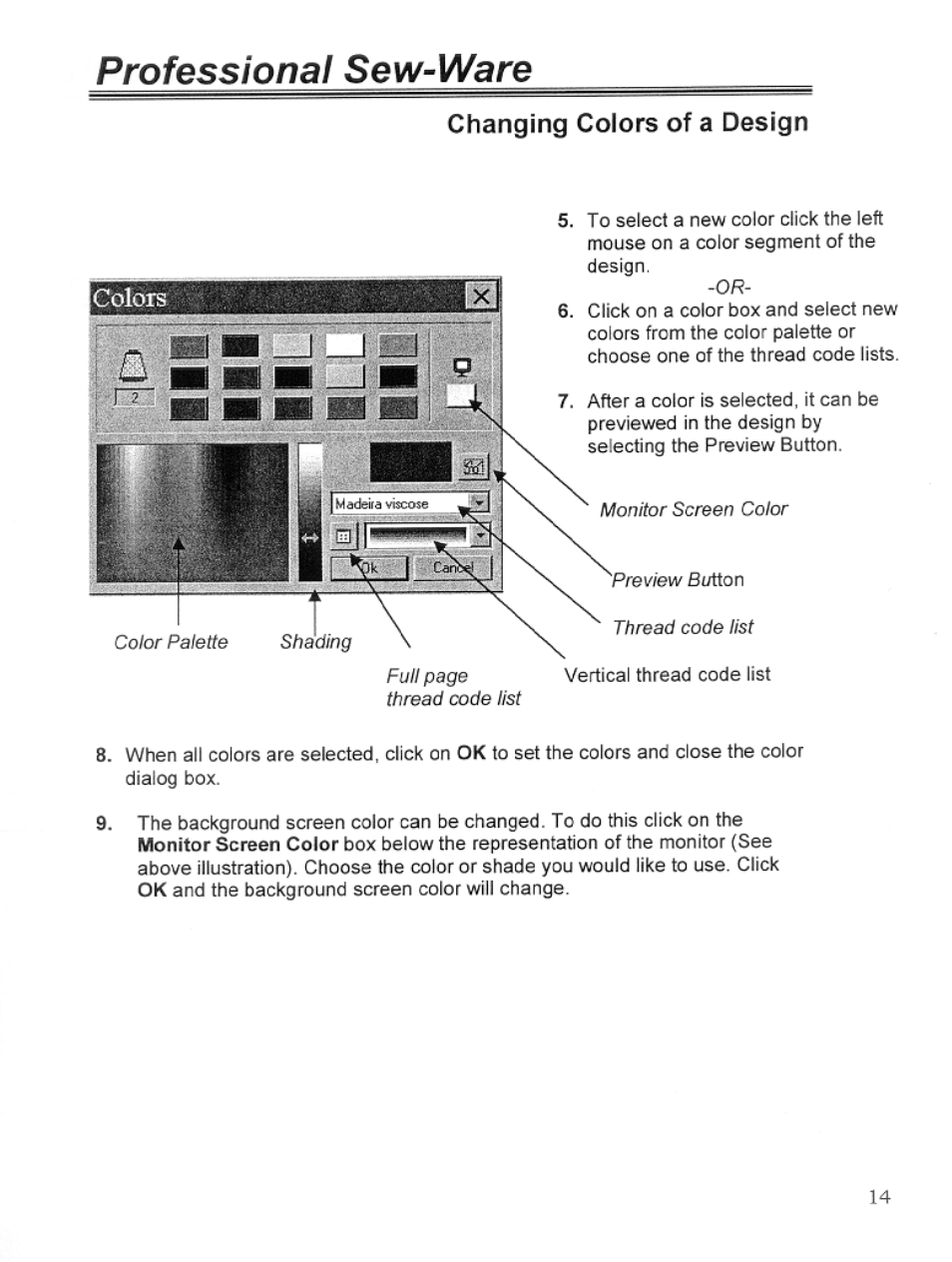 Changing colors of a design, Professional sew-ware | SINGER PSW 1.10-WORKBOOK User Manual | Page 16 / 80