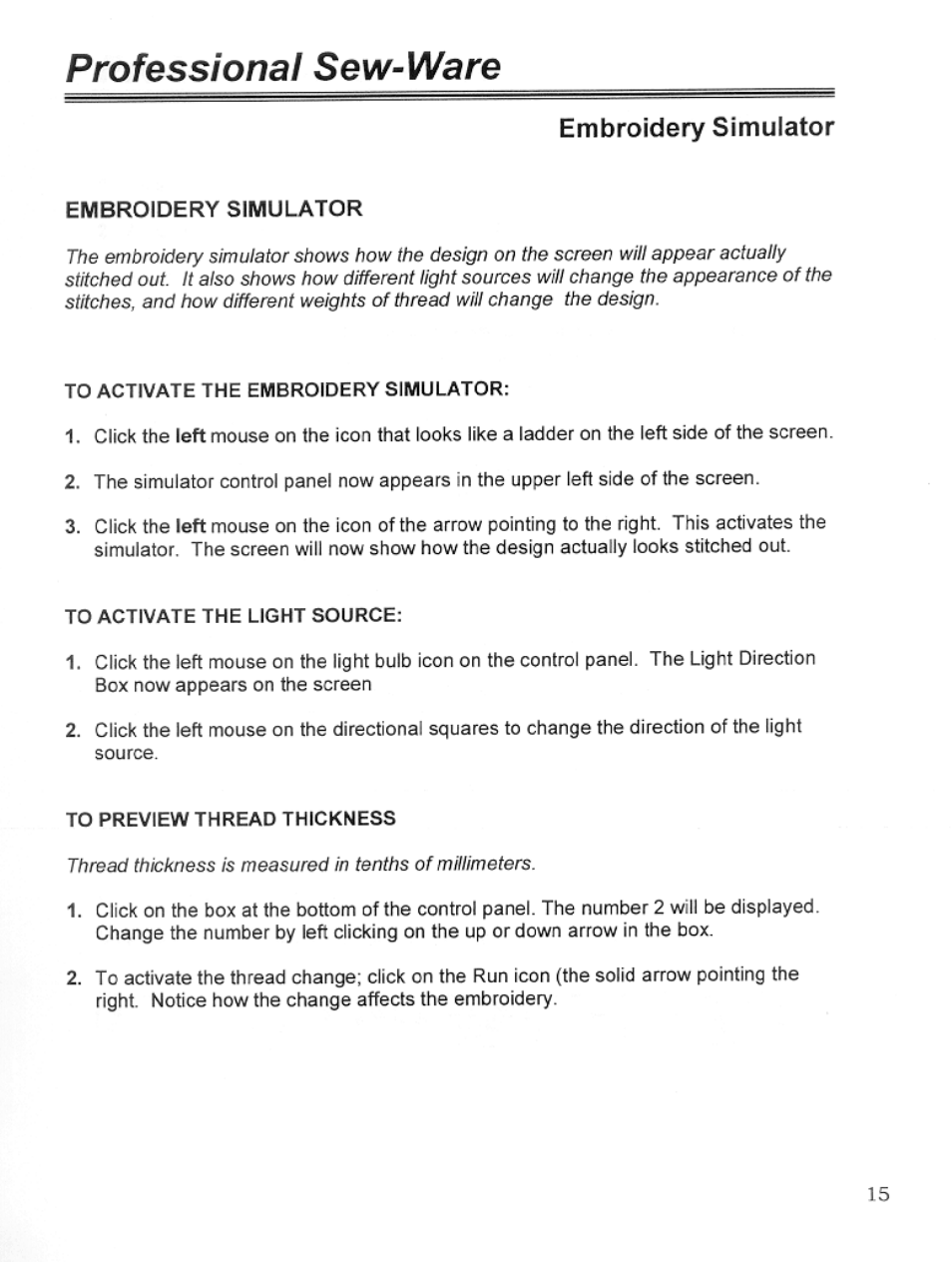 Embroidery simulator, Professional sew-ware | SINGER PSW 1.10-WORKBOOK User Manual | Page 17 / 80