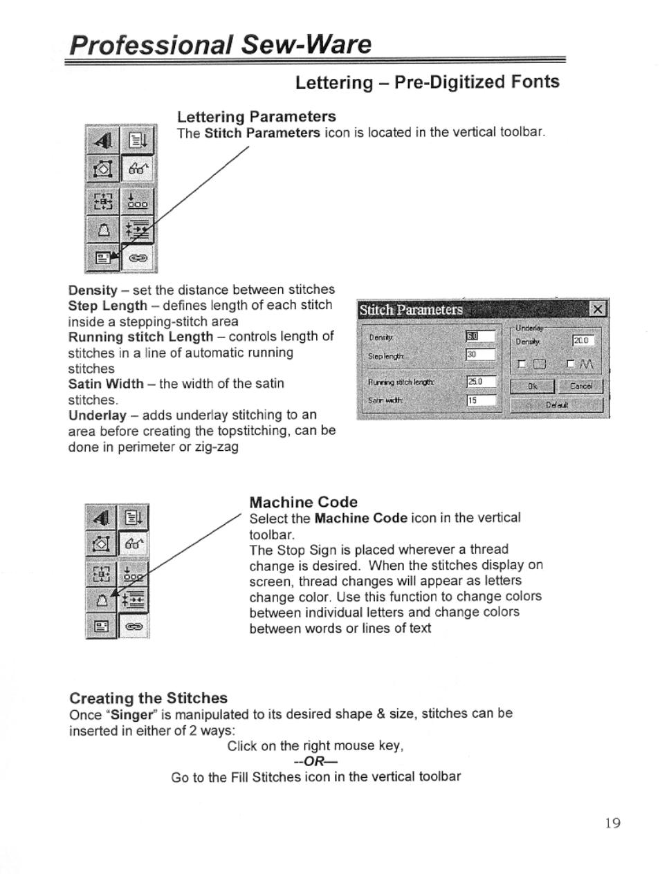 Lettering - pre-digitized fonts, Professional sew-ware | SINGER PSW 1.10-WORKBOOK User Manual | Page 21 / 80
