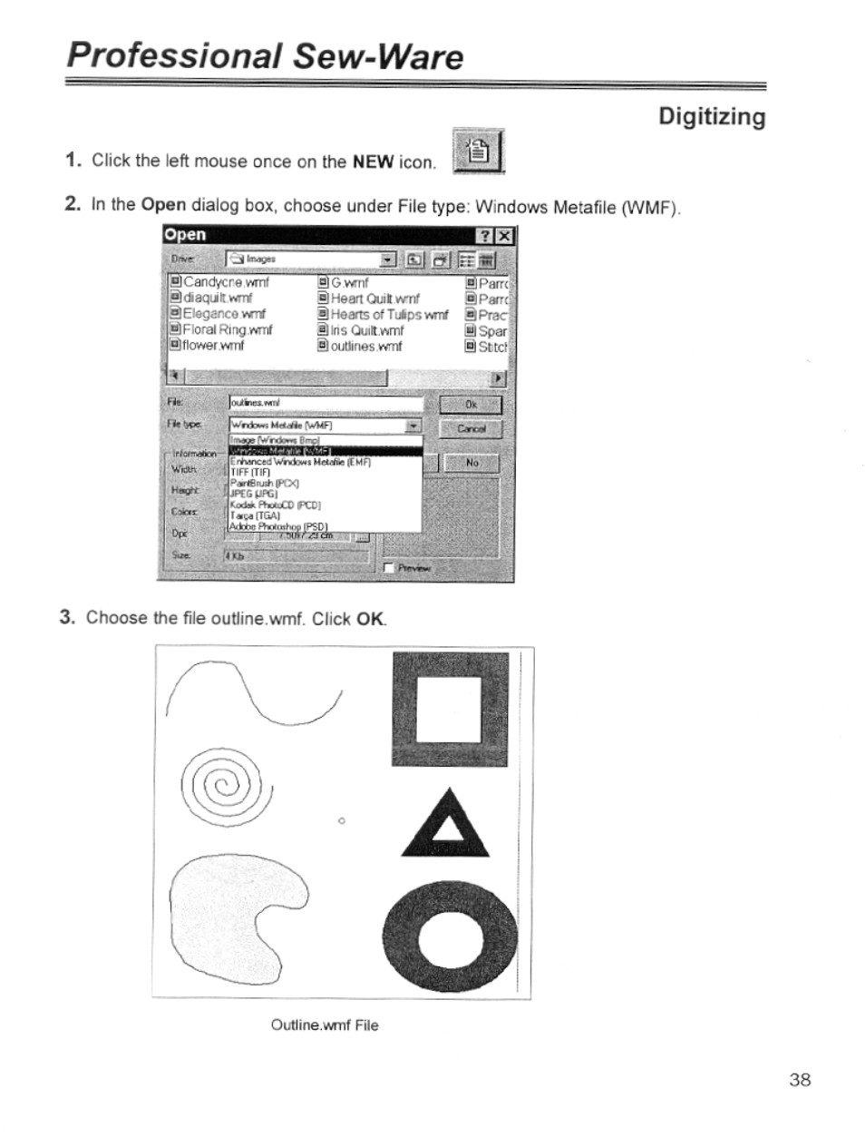 Digitizing, Professional sew-ware | SINGER PSW 1.10-WORKBOOK User Manual | Page 40 / 80