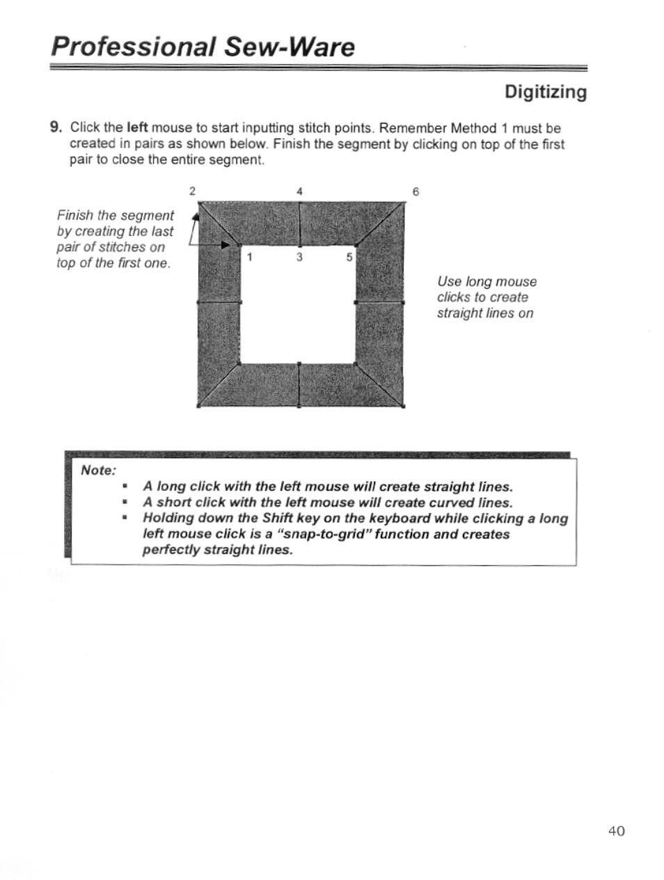 Digitizing, Professional sew-ware | SINGER PSW 1.10-WORKBOOK User Manual | Page 42 / 80