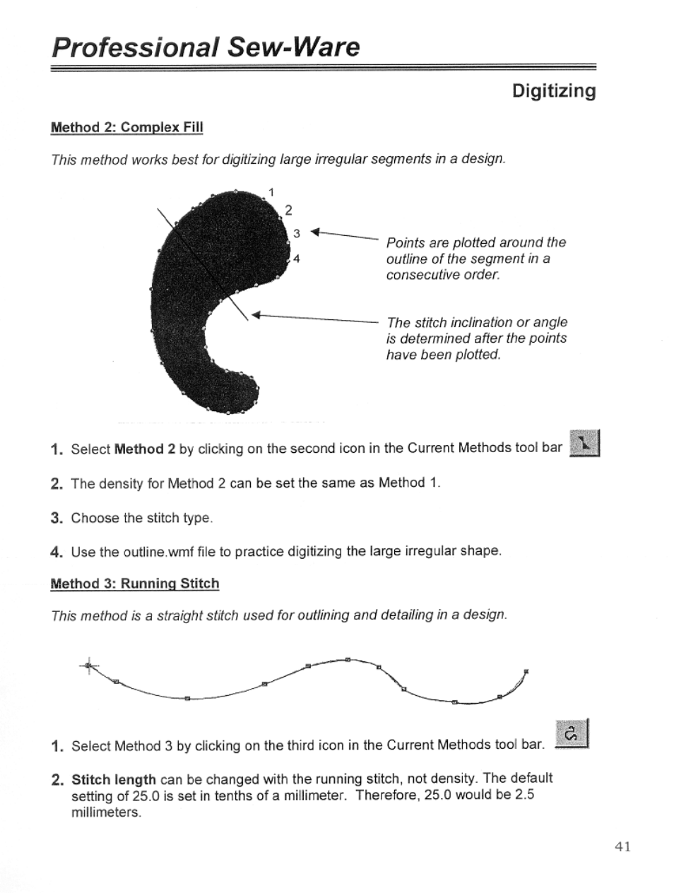Digitizing, Professional sew-ware | SINGER PSW 1.10-WORKBOOK User Manual | Page 43 / 80
