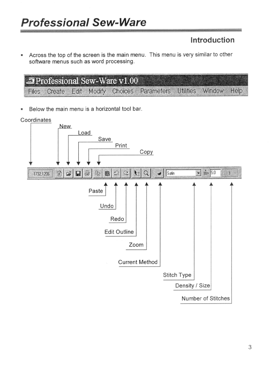 Introduction, Professional sew-ware vl.oo, Professional sew-ware | SINGER PSW 1.10-WORKBOOK User Manual | Page 5 / 80