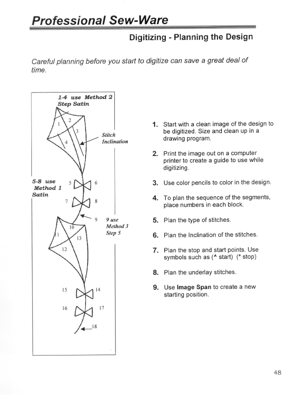 Digitizing - planning the design, Professional sew-ware | SINGER PSW 1.10-WORKBOOK User Manual | Page 50 / 80