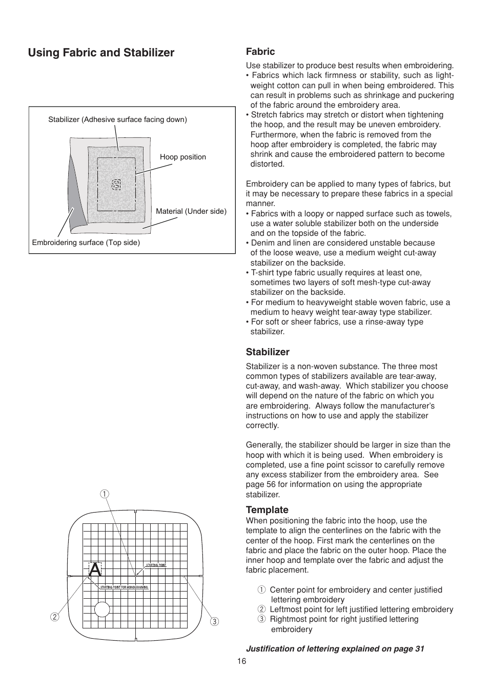 Using fabric and stabilizer | SINGER S10 STUDIO Instruction Manual User Manual | Page 16 / 56