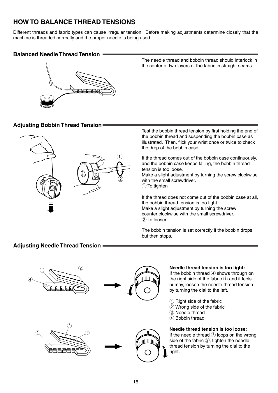 How to balance thread tensions | SINGER S18 User Manual | Page 16 / 23