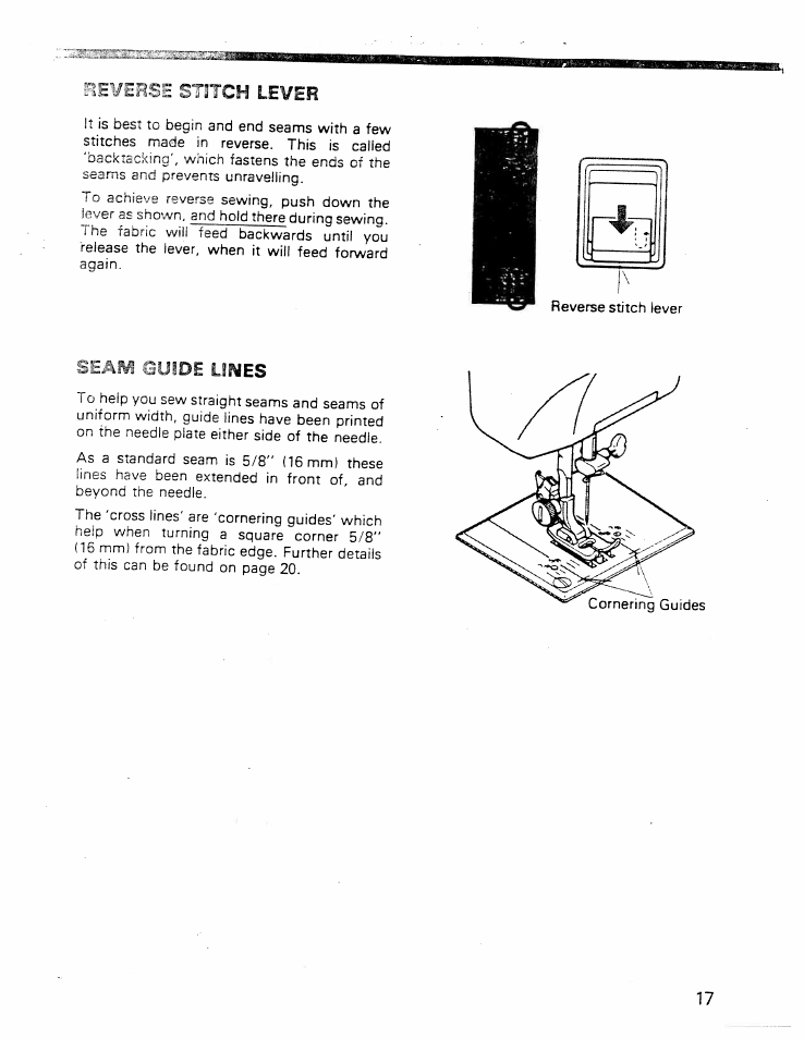 Seweise stitch leveh, Seam .3uide limes | SINGER W ET 10 User Manual | Page 19 / 42