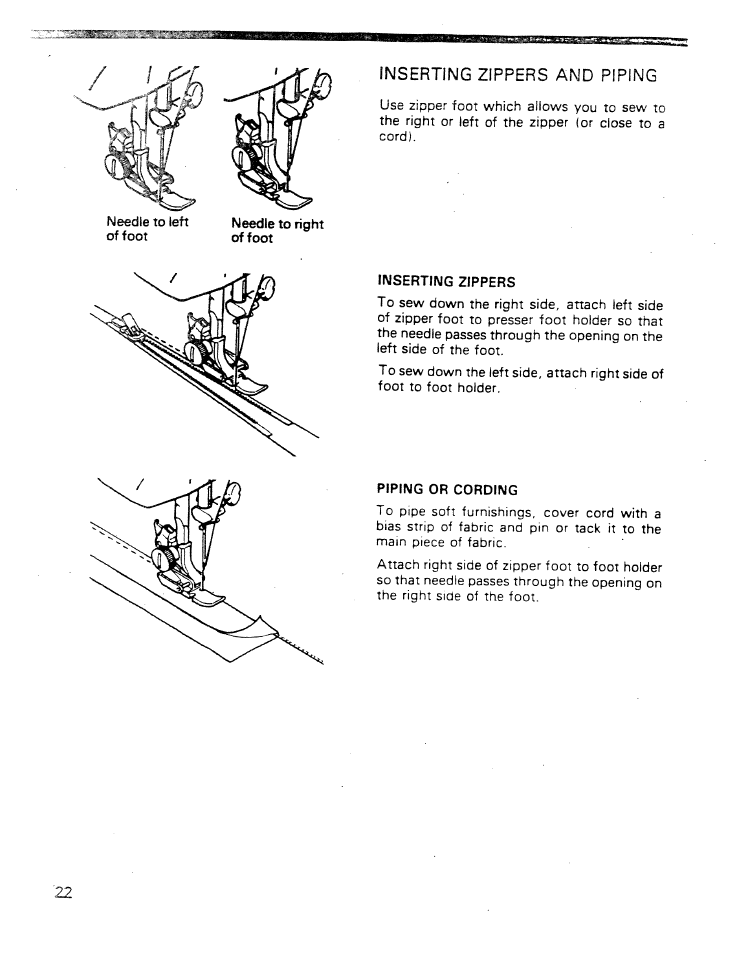 Inserting zippers and piping | SINGER W ET 10 User Manual | Page 24 / 42