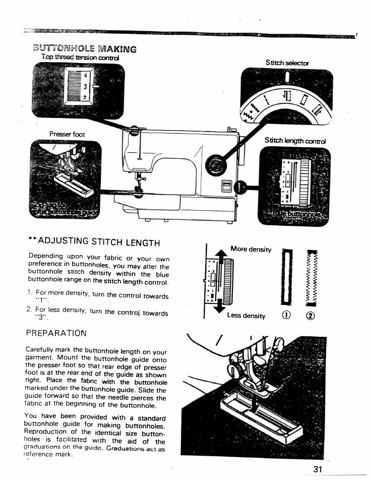 Adjusting stitch length, Preparation, 3ut1*c?j>10le ^alciwg | SINGER W ET 10 User Manual | Page 33 / 42