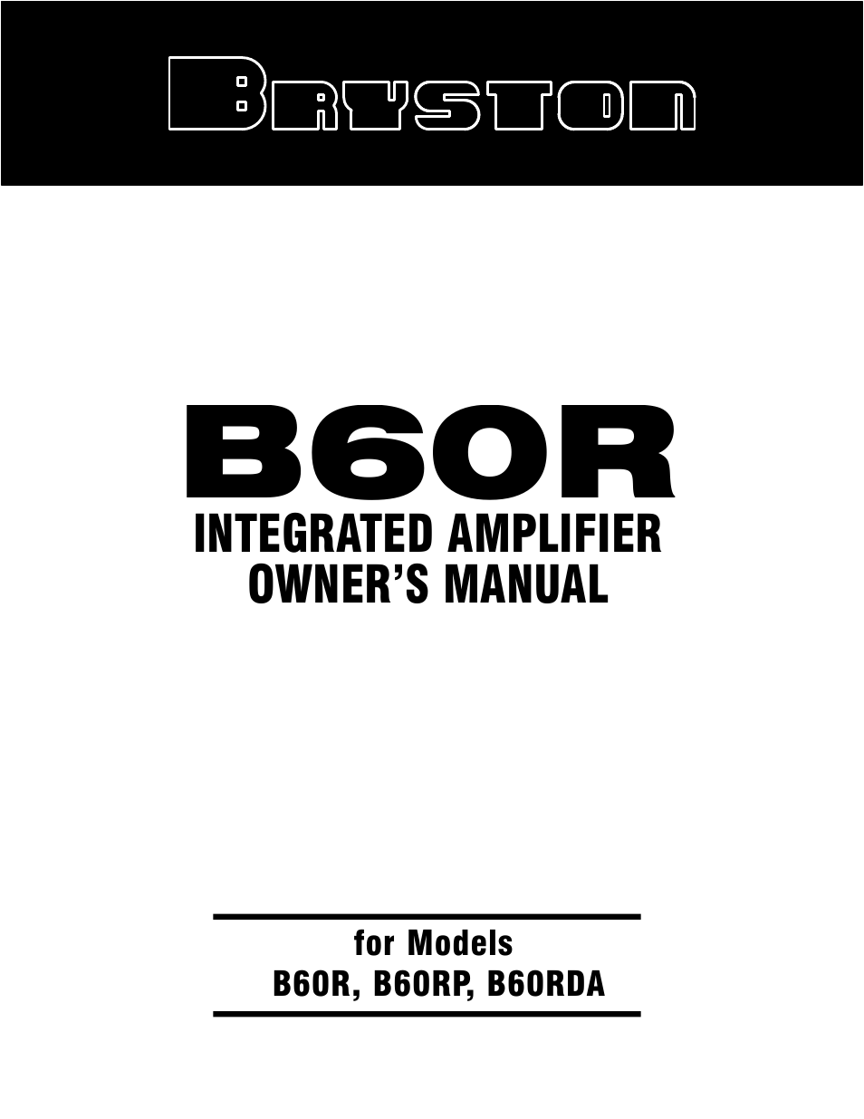 Bryston B60RDA User Manual | 8 pages