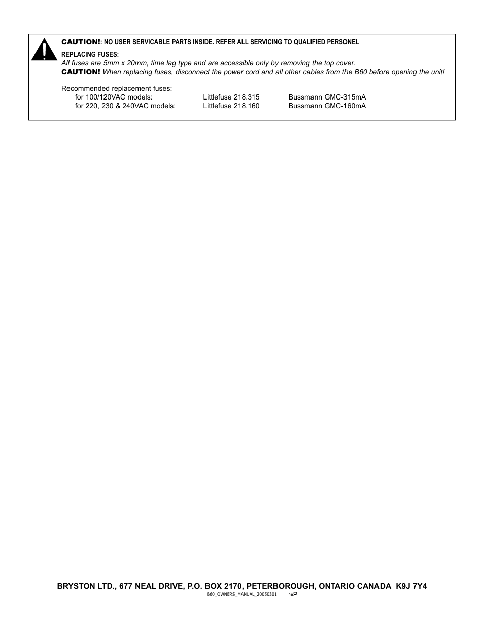 Bryston B60RDA User Manual | Page 8 / 8