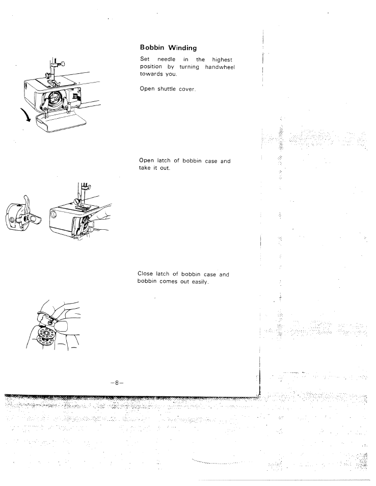 Bobbin winding | SINGER W1015 Elgin User Manual | Page 11 / 50