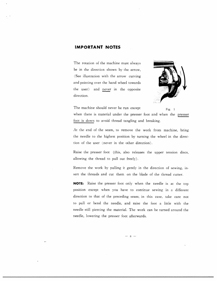 Important notes | SINGER W102 User Manual | Page 11 / 32