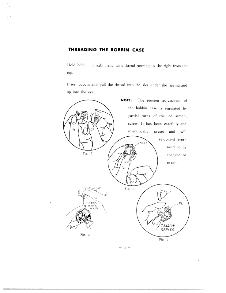 Threading the bobbin case | SINGER W102 User Manual | Page 14 / 32