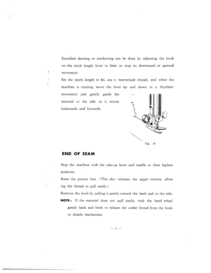End of seam | SINGER W102 User Manual | Page 20 / 32