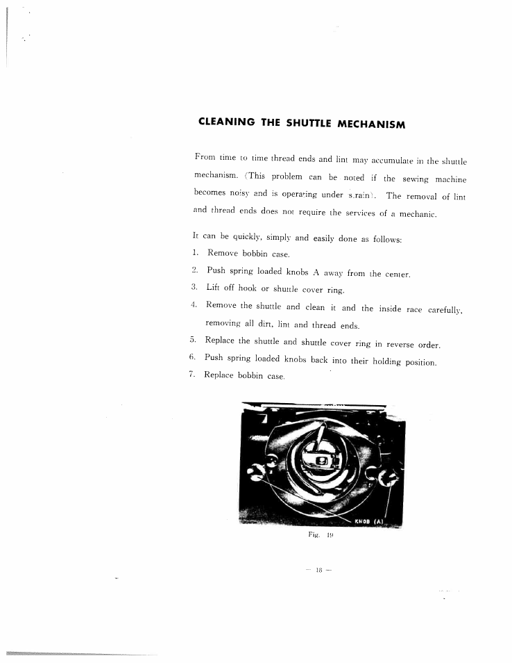 Cleaning the shuttle mechanism | SINGER W102 User Manual | Page 21 / 32