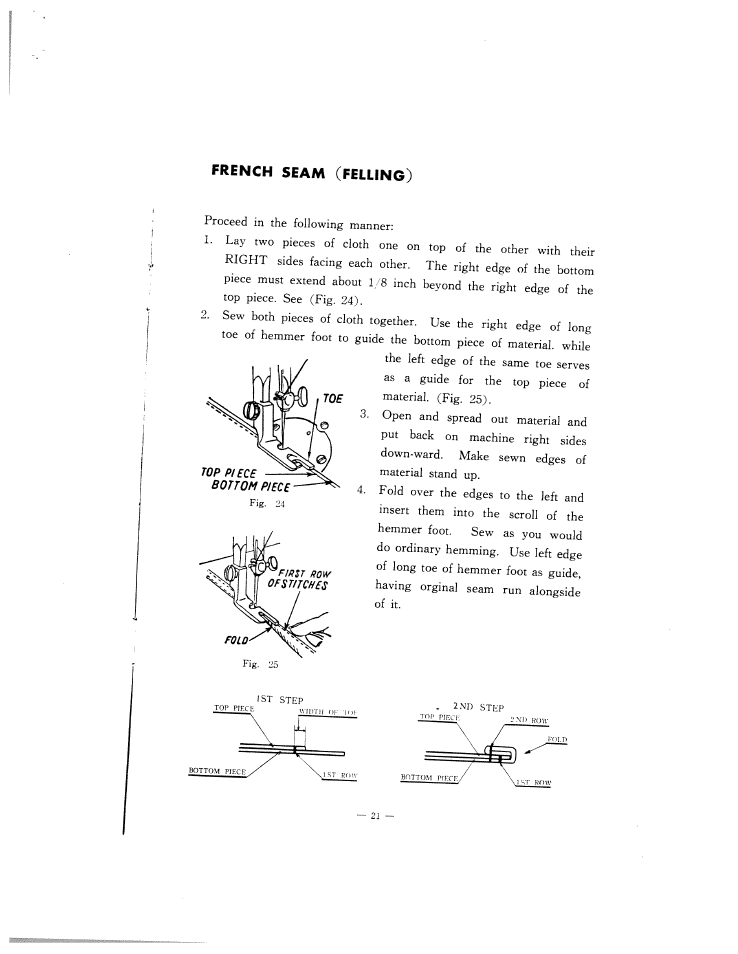 French seam (felling) | SINGER W102 User Manual | Page 24 / 32
