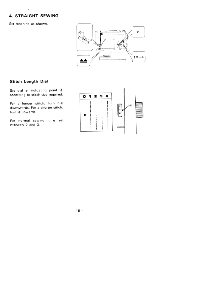 Straight sewing, Stitch length dial | SINGER W1033 User Manual | Page 18 / 32