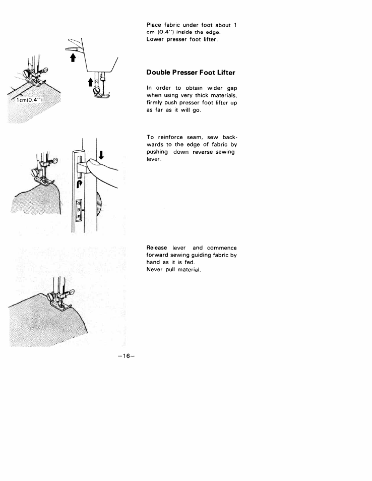 Double presser foot lifter | SINGER W1033 User Manual | Page 19 / 32