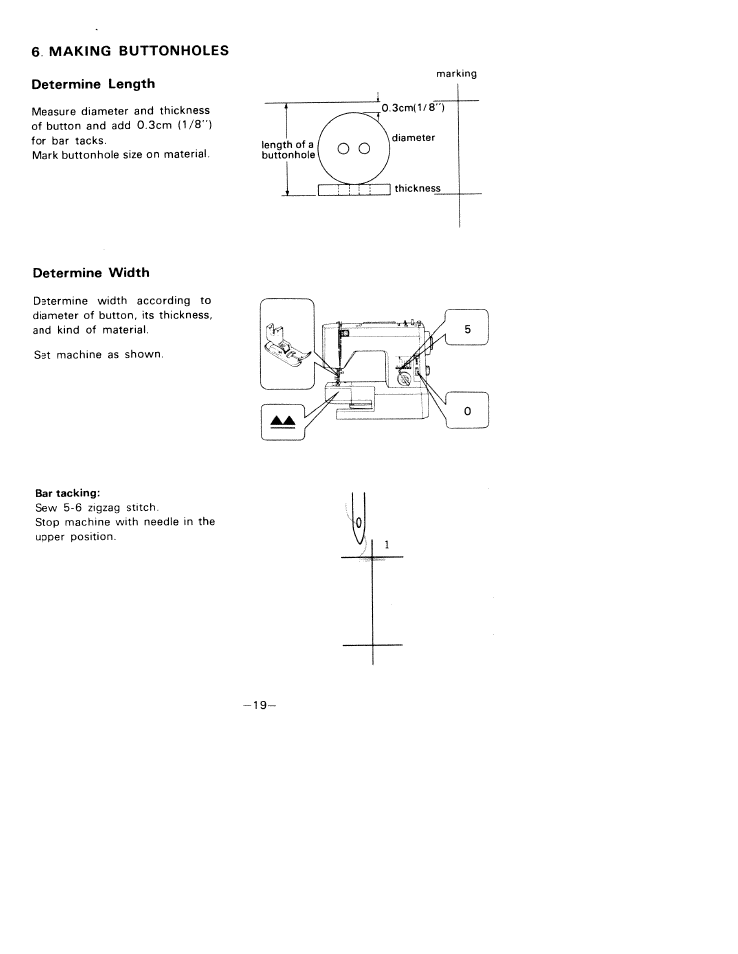 Determine length, Determine width, Making buttonholes | SINGER W1033 User Manual | Page 22 / 32