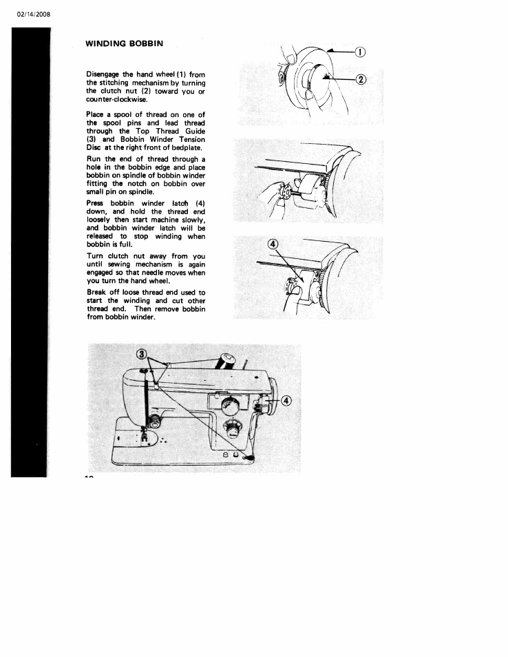 Winding bobbin | SINGER W106 User Manual | Page 12 / 44