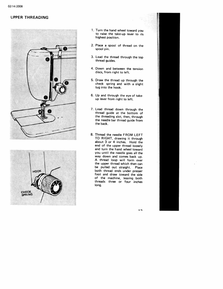 Upper threading | SINGER W106 User Manual | Page 13 / 44