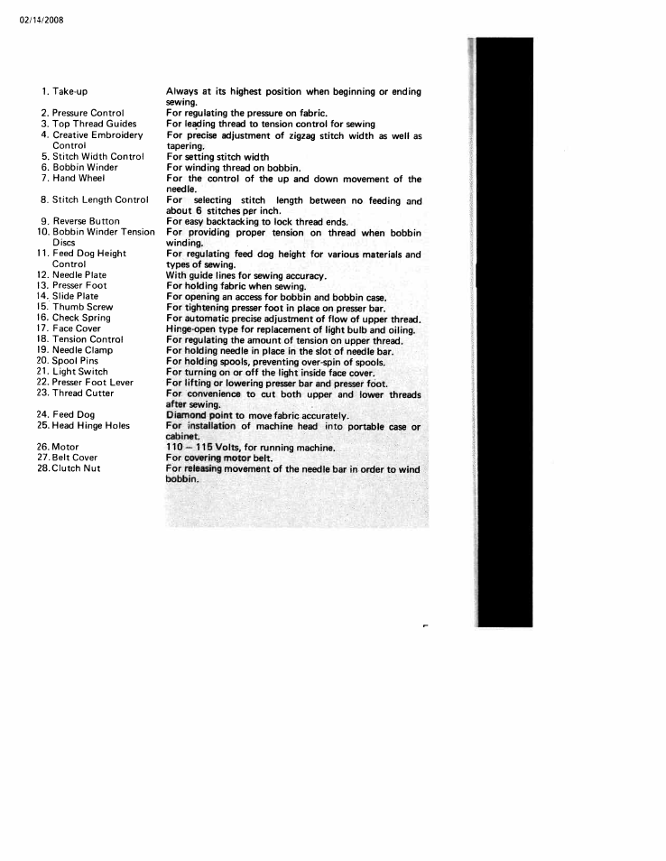 SINGER W106 User Manual | Page 5 / 44