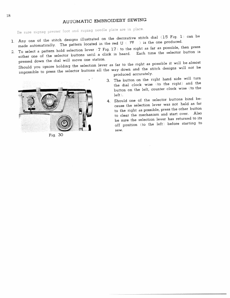 Automatic embroidery sewing, Automatic embroidery | SINGER W1065 User Manual | Page 20 / 51