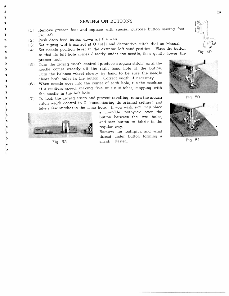 Sewing on buttons | SINGER W1065 User Manual | Page 29 / 51