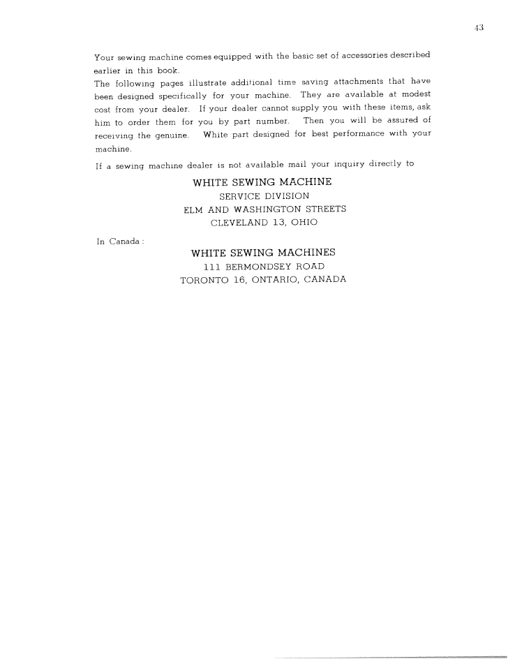 White sewing machine, White sewing machines | SINGER W1065 User Manual | Page 41 / 51