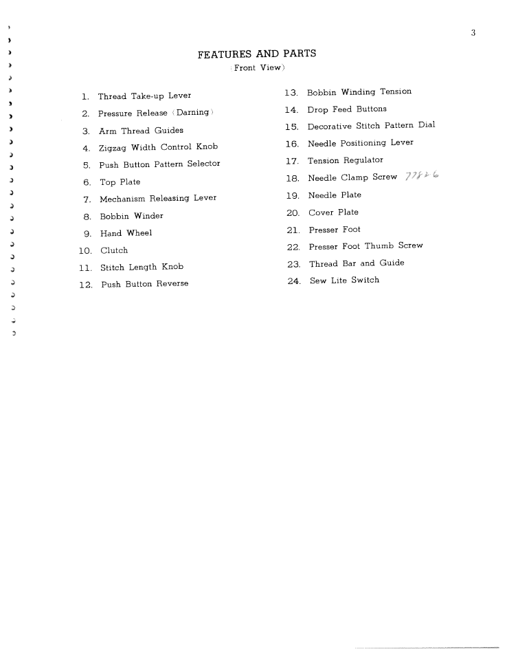 Features and parts | SINGER W1065 User Manual | Page 5 / 51