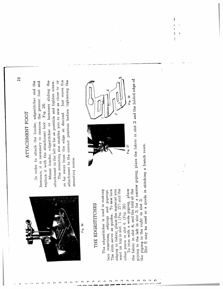 Attachment foot, The edgestitches | SINGER W1066 (older model) User Manual | Page 23 / 29