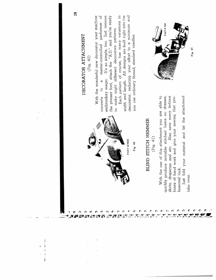 Blind stitch hemmer, Decorator attachment | SINGER W1066 (older model) User Manual | Page 29 / 29