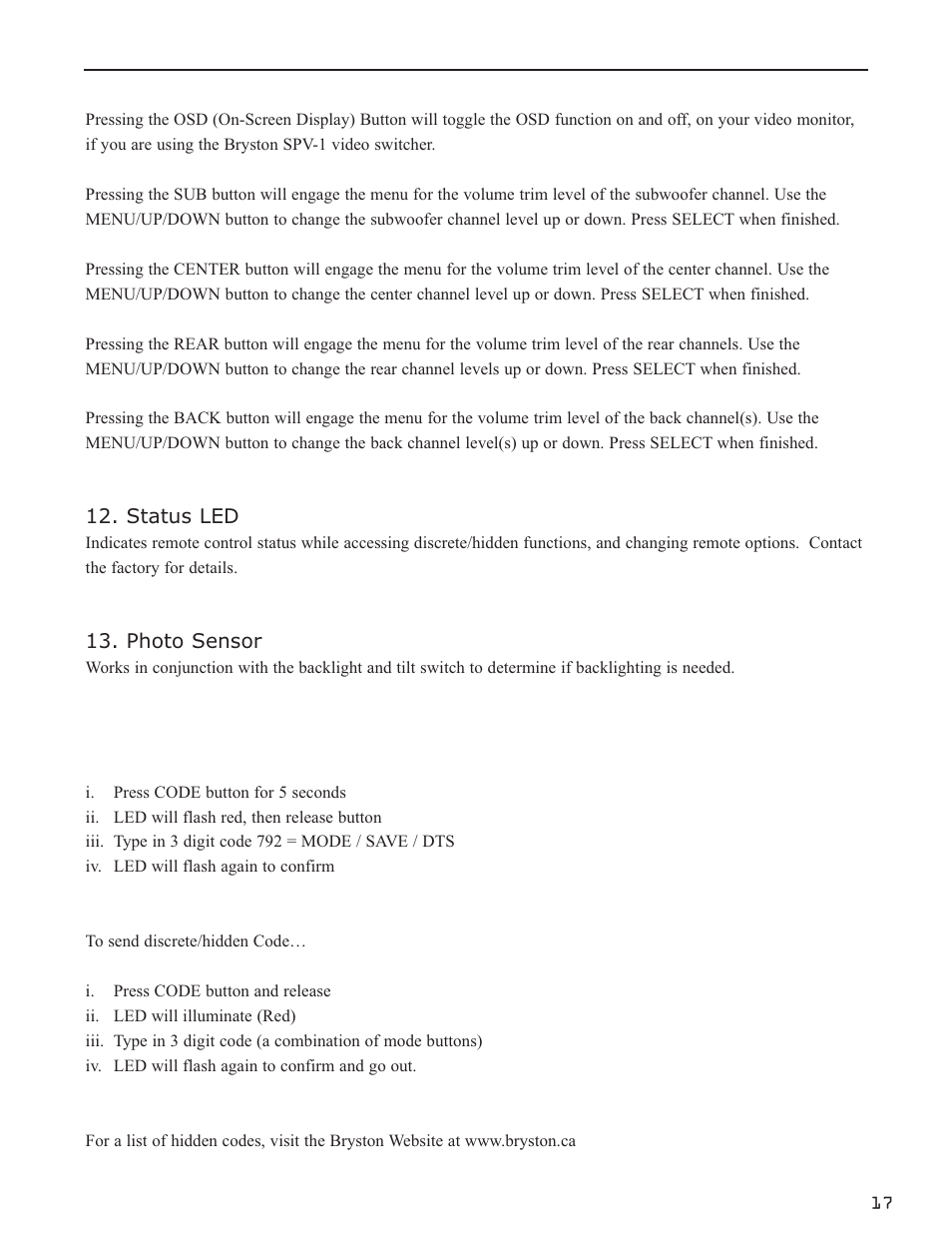 Bryston SP1.7PRECISION User Manual | Page 19 / 40