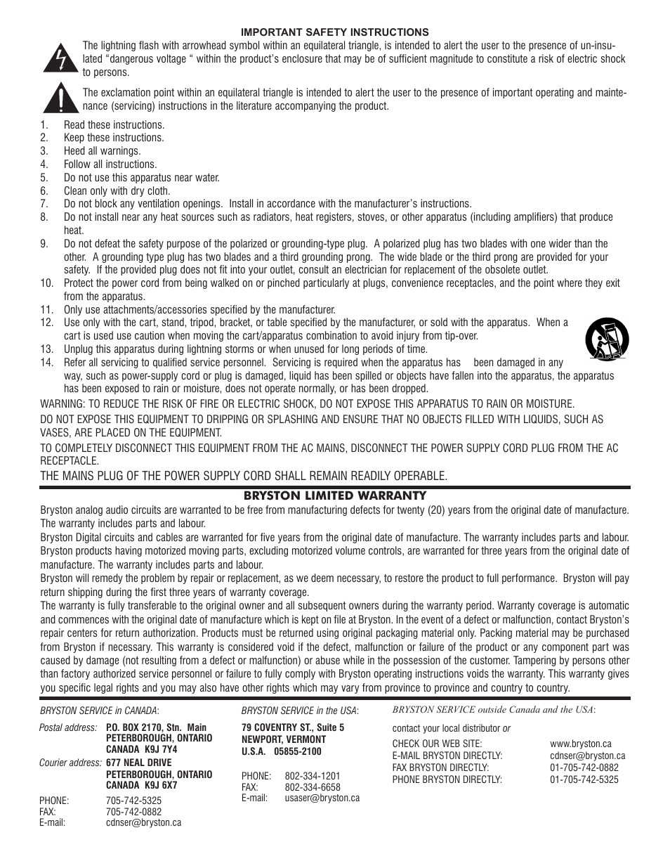 Bryston SP1.7PRECISION User Manual | Page 2 / 40