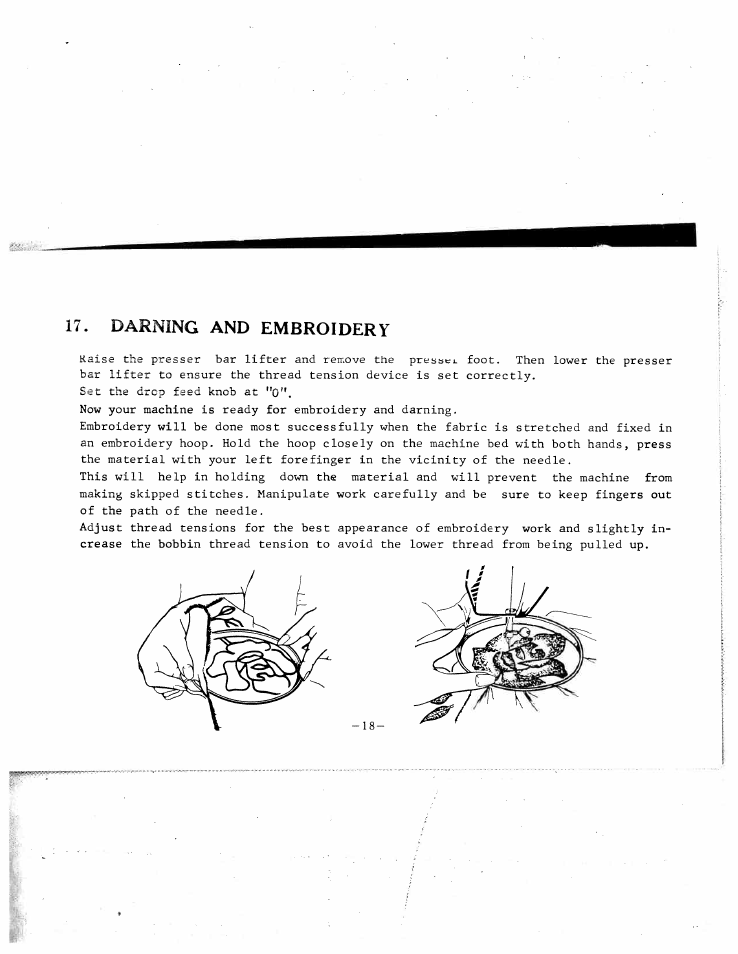 Darning and embroidery | SINGER W120 User Manual | Page 20 / 26