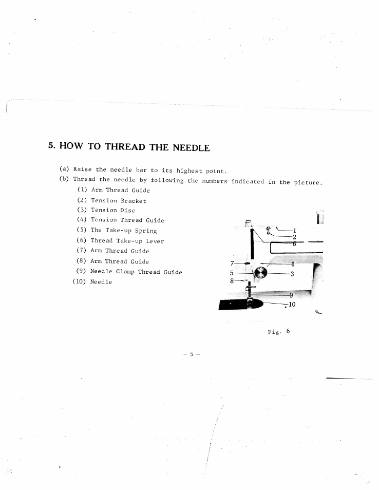 How to thread the needle | SINGER W120 User Manual | Page 7 / 26