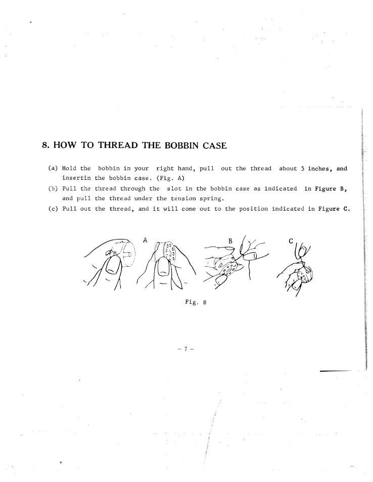 How to thread the bobbin case | SINGER W120 User Manual | Page 9 / 26