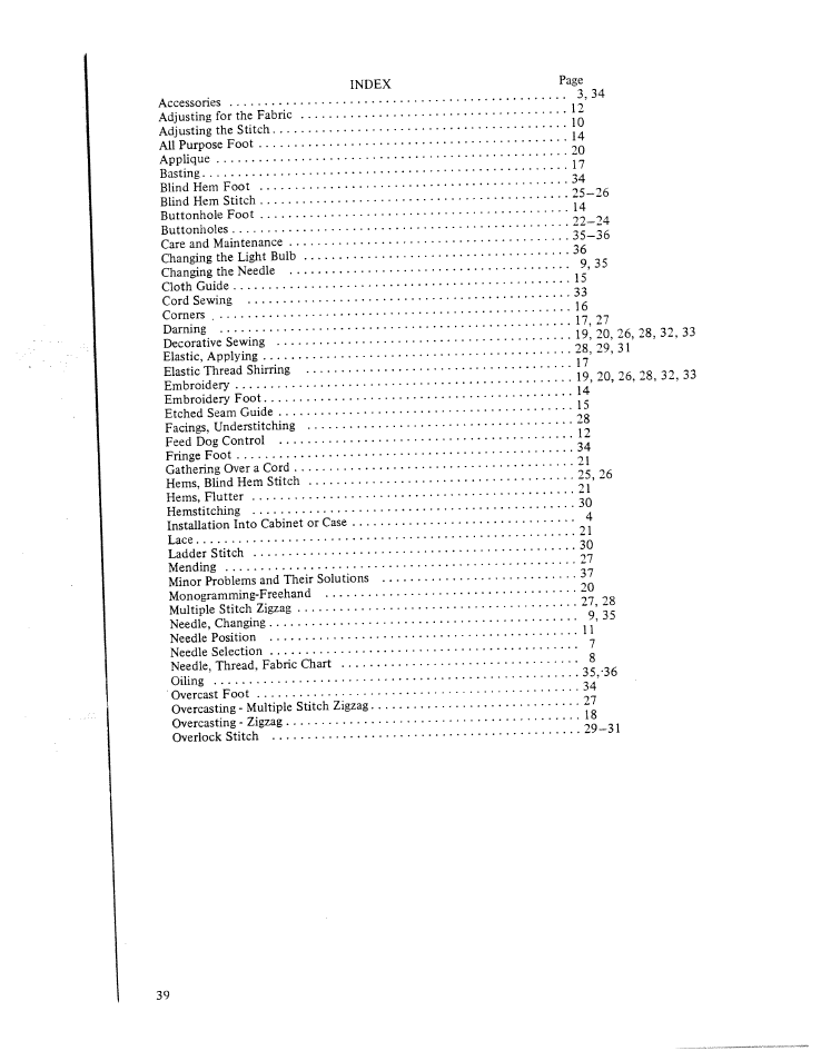SINGER W1213 User Manual | Page 41 / 44