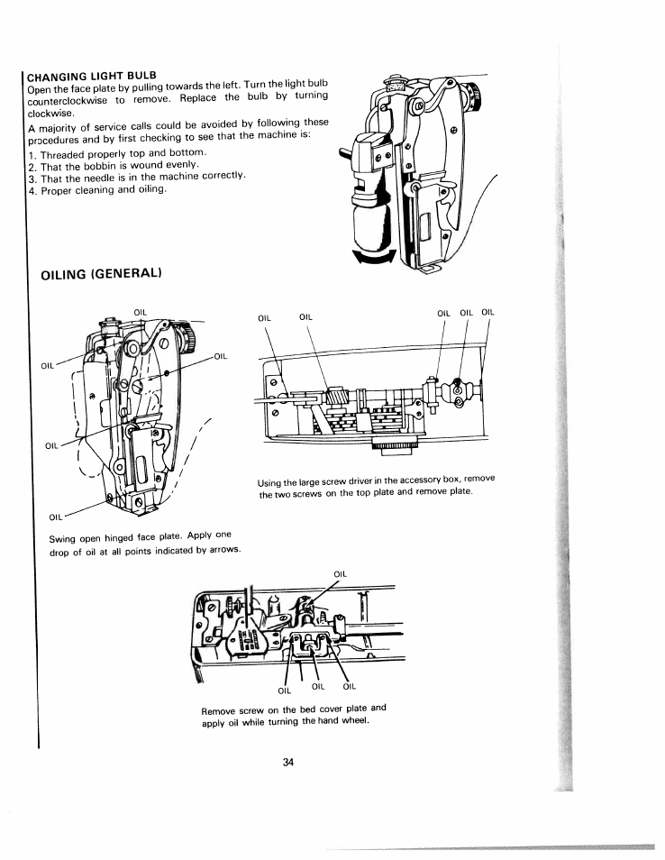 I changing light bulb , u | SINGER W1220 User Manual | Page 36 / 39