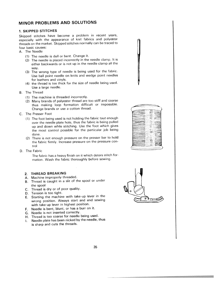 Skipped stitches, Thread breaking | SINGER W1220 User Manual | Page 37 / 39