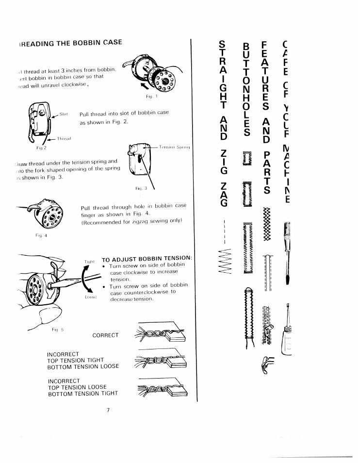 To adjust bobbin tension, Fe c f, Cl f | Cf i | SINGER W1220 User Manual | Page 9 / 39